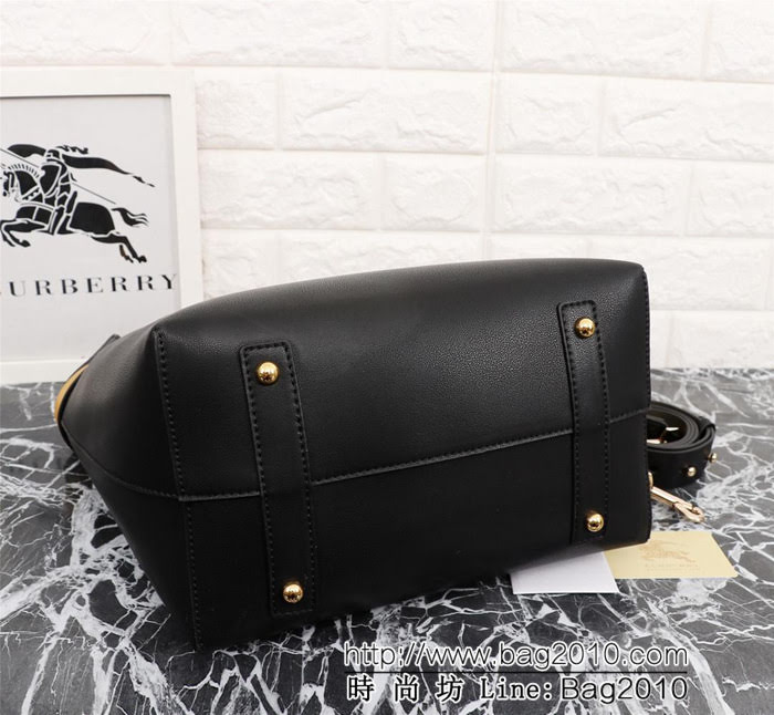 BURBERRY巴寶莉 大號 雙色皮革 敞口式托特包款「The Belt 貝爾特包「Burberry」字母壓花徽標 可手提斜背  Bhq1105